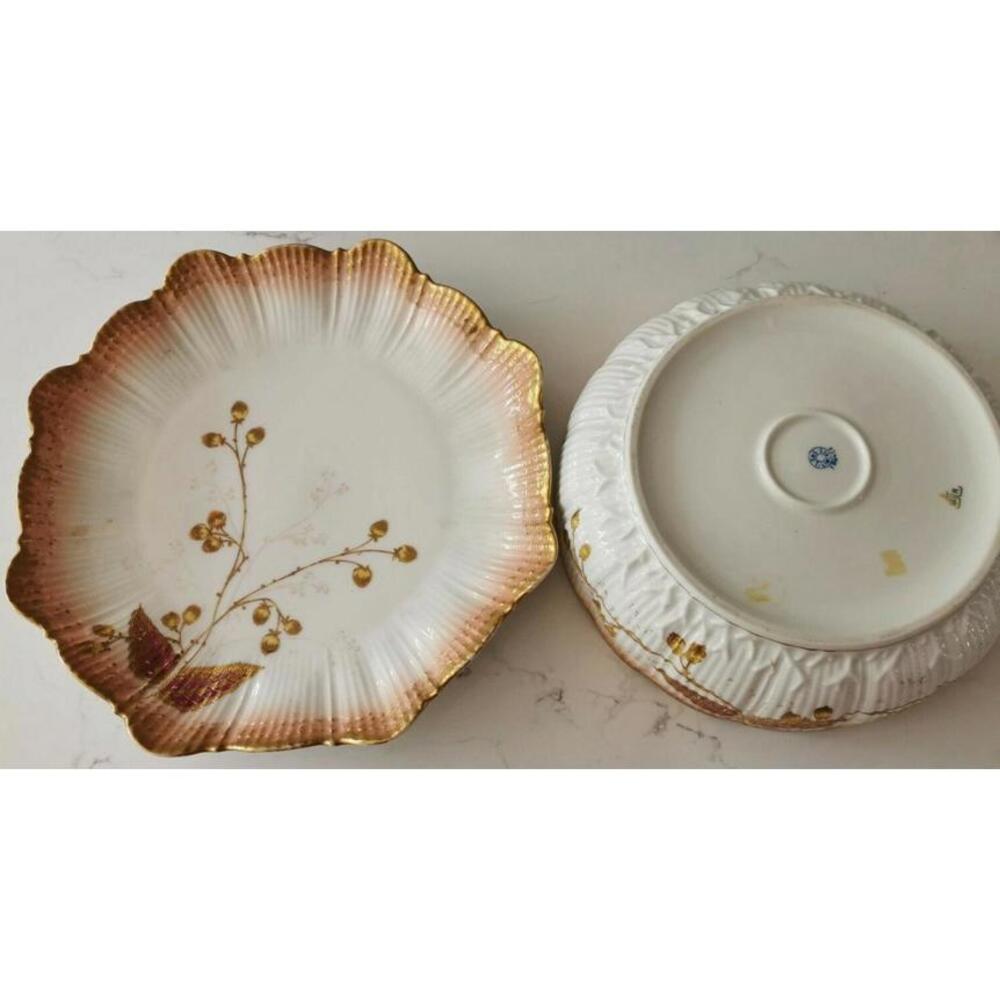 Limoges M. Redon MR France 1890's Hand Painted Serving Platter & Platter Paisley